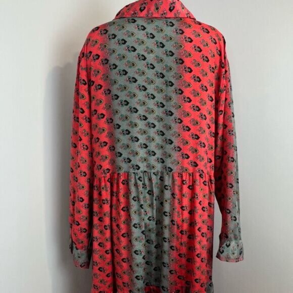 Raga Women's 2X Plus Red Orange Navy Blue Boho Maxi Dress Gown Long Sleeve Boho - Picture 2 of 15